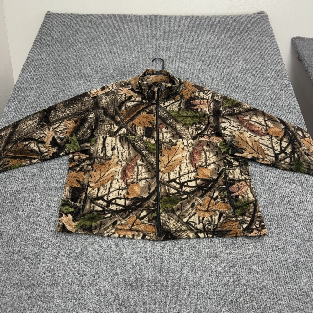 Big Bill Jacket Mens 2XL Brown Fleece Camo Full Zip Mock Neck Gorpcore Outdoor